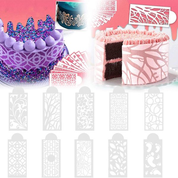 Cake stencils – Szablony do dekoracji ciast (10 sztuk) 03